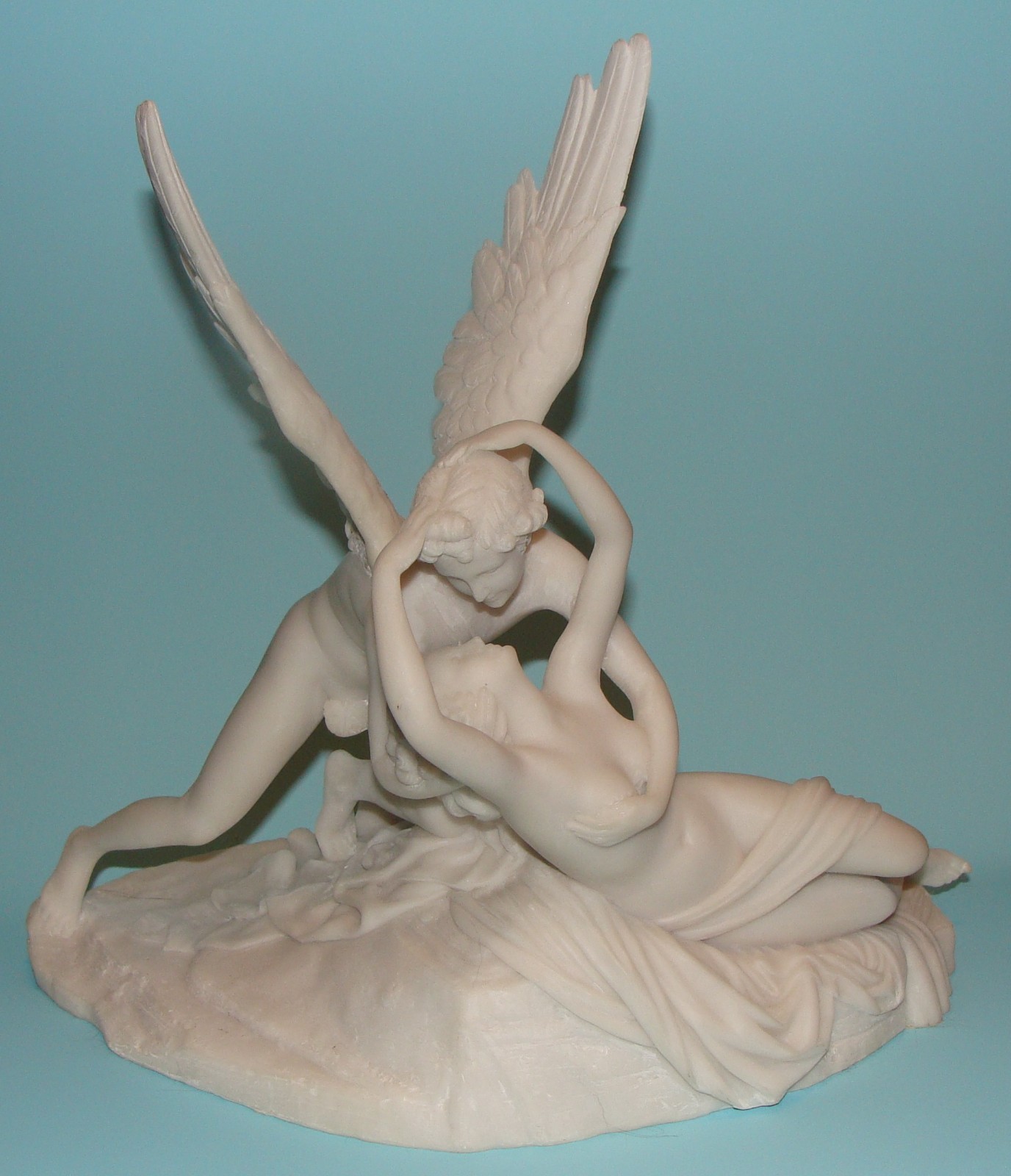 Neoclassical White Resin Replica Sculpture Psyche Revived by Cupid's Kiss
