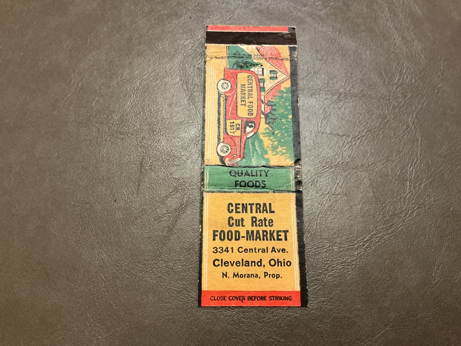 Vintage Matchbook Cover - Central Food Market, Cleveland Ohio Vintage Matchbook Cover - Central Food Market, Cleveland Ohio