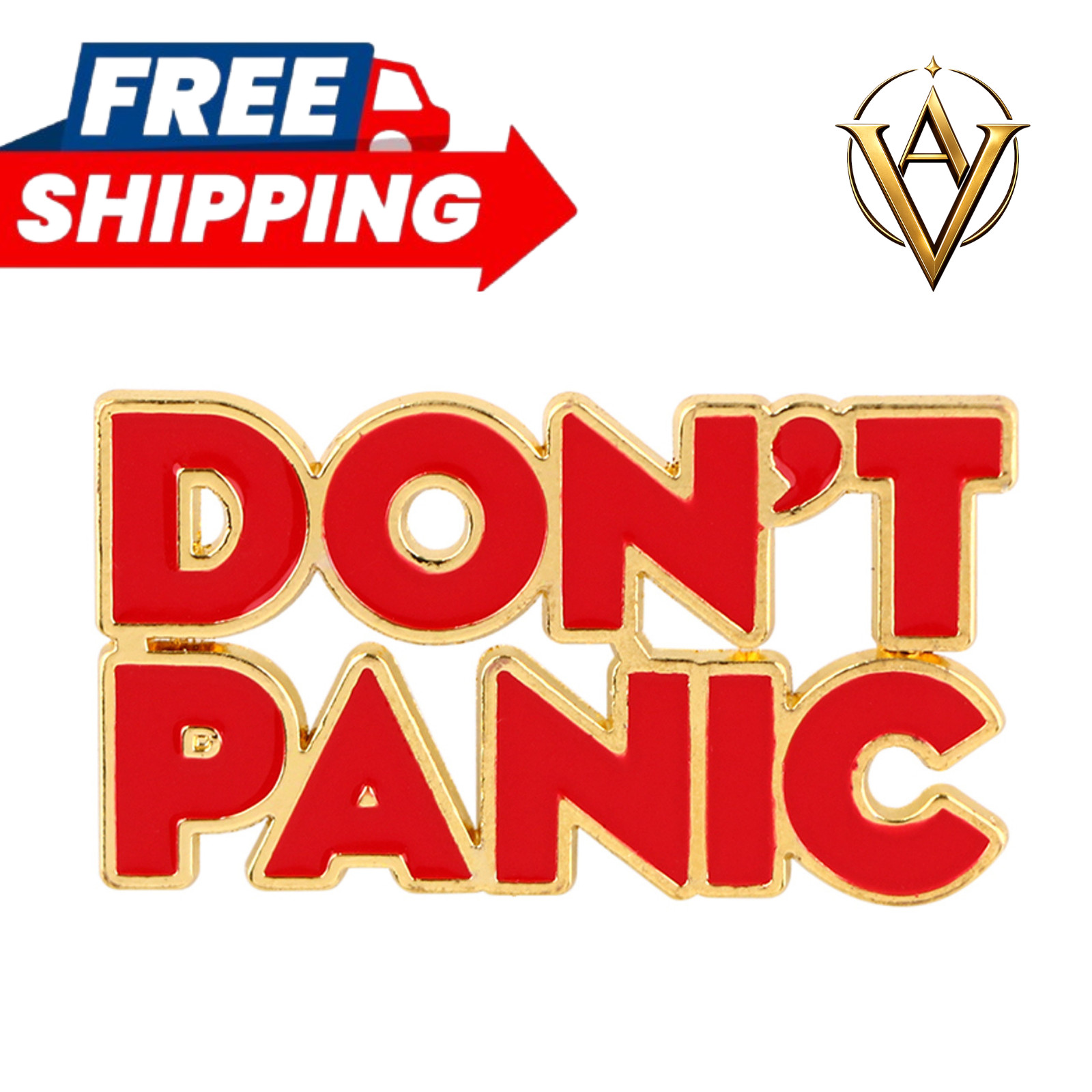 Don\'t Panic Red Quote Enamel Pin Funny Lapel Pin Backpack Gift 
