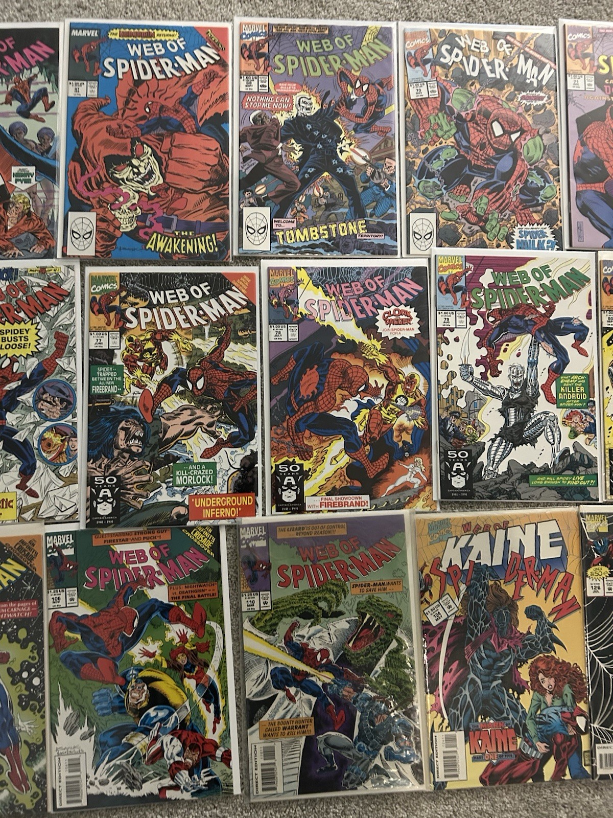 Web of Spider-Man 25 Issue Lot #37,42,46,47,68, 70-81 , Annual and More