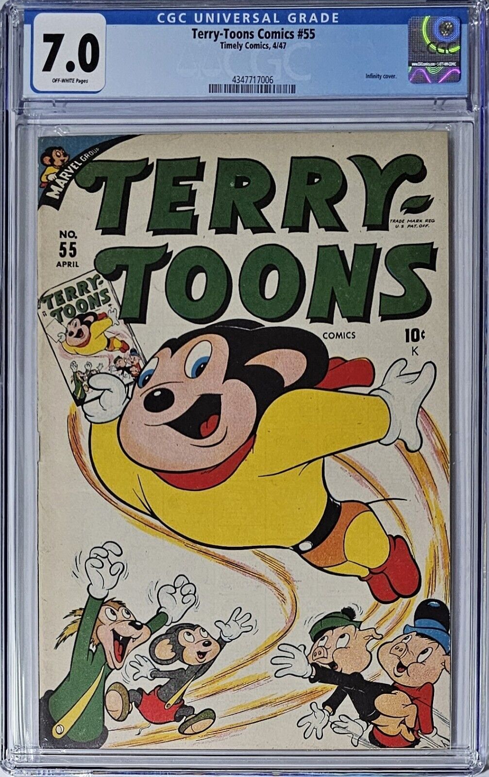 Terry-Toons Comics #55 CGC 7.0 Timely 1947 Rare Golden Age Infininity Cover
