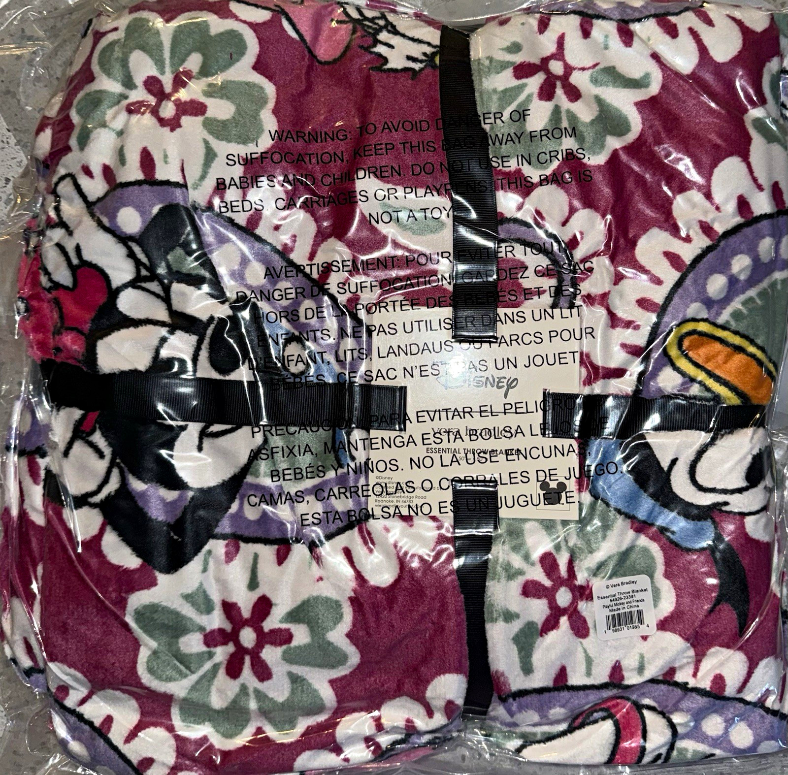 Vera Bradley Disney Mickey, Minnie, and Friends Throw Blanket 50Wx80H NWT SEALED Vera Bradley Disney Mickey, Minnie, and Friends Throw Blanket 50Wx80H NWT SEALED