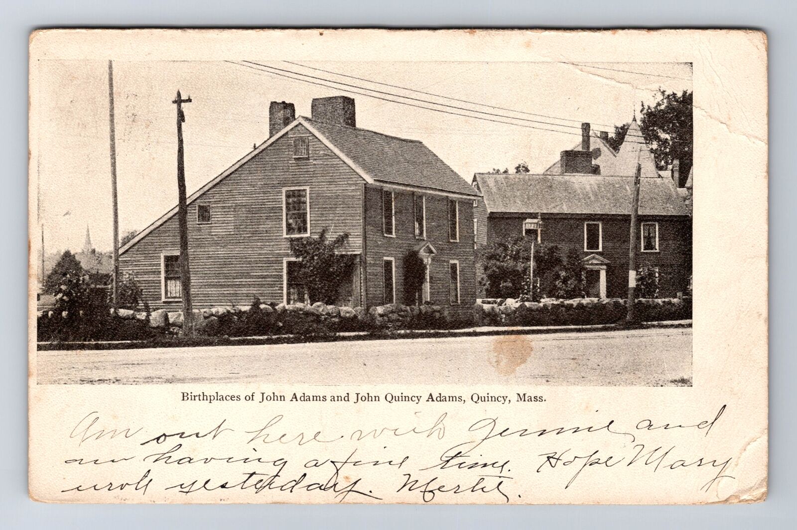 Quincy MA-Massachusetts, Home John & John Quincy Adams Vintage c1906 Postcard