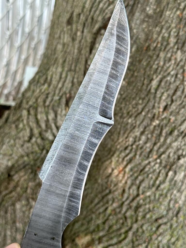 12” FULL TANG  CUSTOM DAMASCUS STEEL HUNTING TRACKER KNIFE BLANK BLADE X76