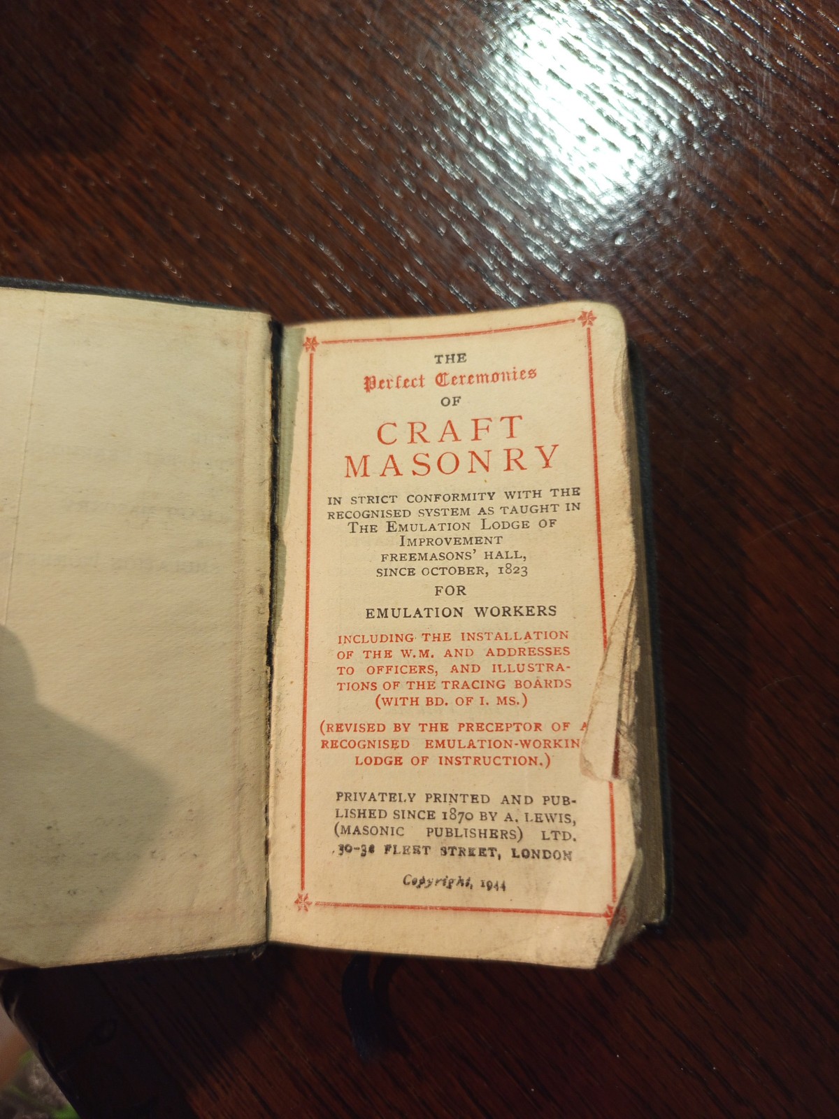 1944 The Perfect Ceremonies of Craft Masonry  Freemasonry masonic/566