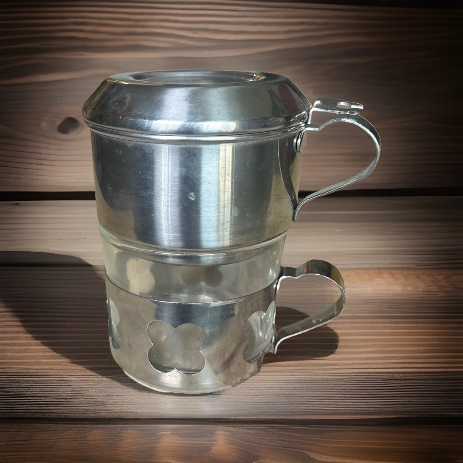 Vintage Menagia Baes Inox Duralex Single Serve Drip Coffee Maker Cup