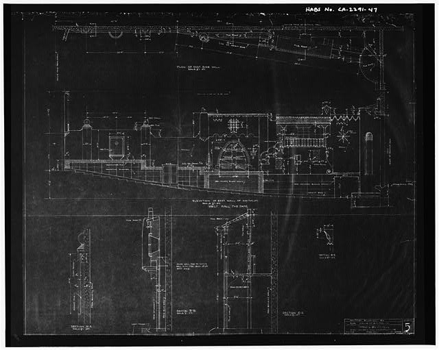 Whittier CA 1920s Whittier Theatre Auditorium Side Wall Elevations Blueprint