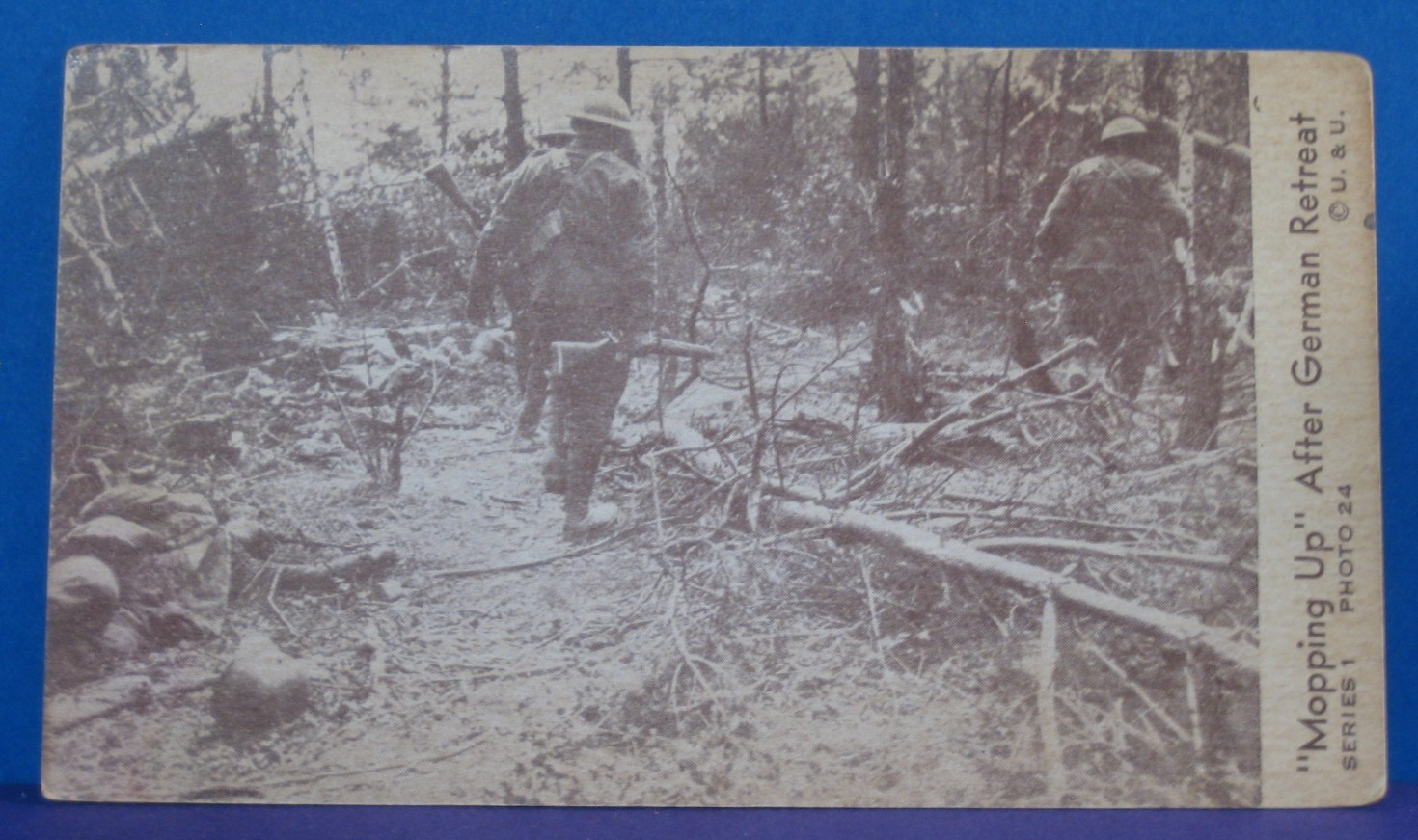 WWI Underwood & Underwood Action Photo Card MOPPING UP AFTER GERMAN RETREAT