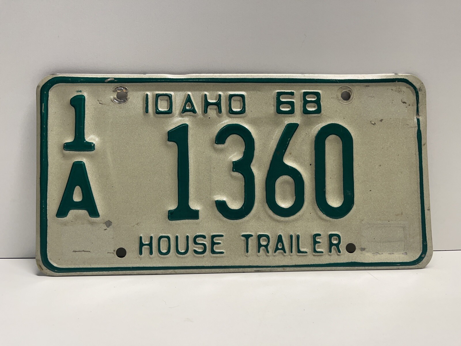 1968 Idaho House Trailer license plate 1A 1360 Ada County Boise Meridian Eagle