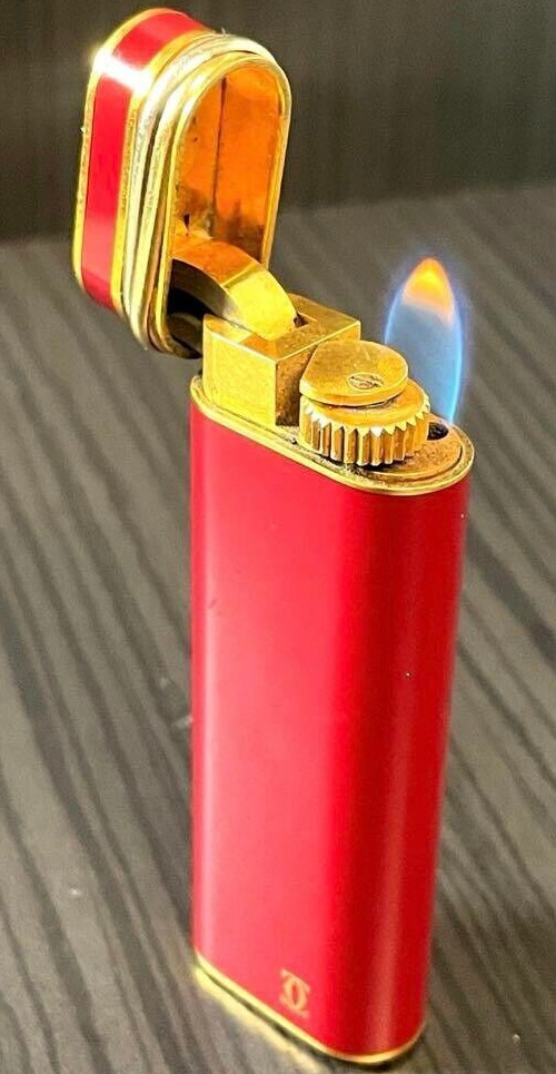Working Cartier Gas Lighter Red Gold trinity without box