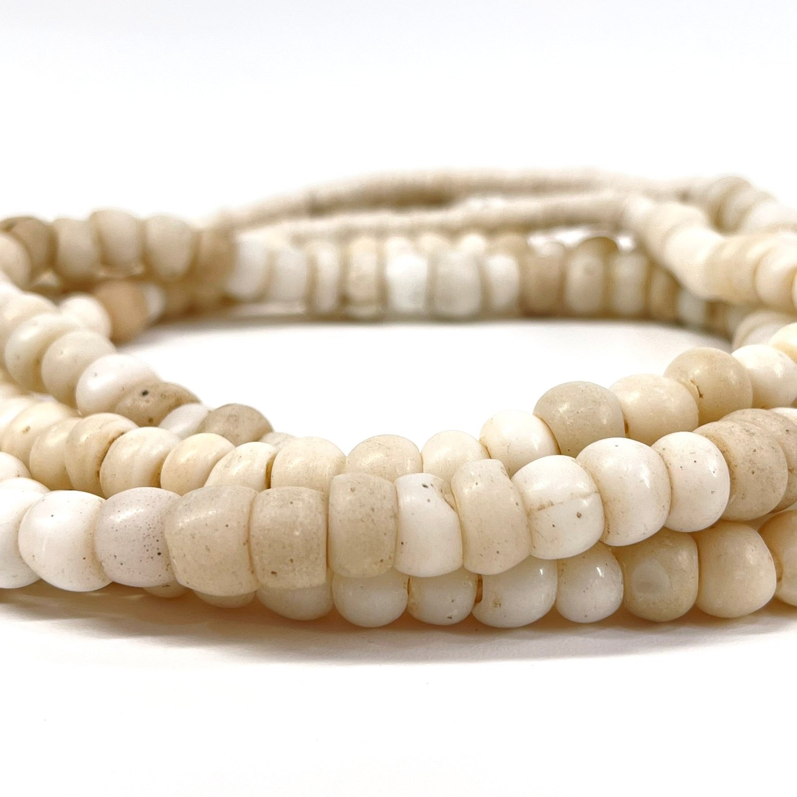2 Strands White Bohemian Trade Beads