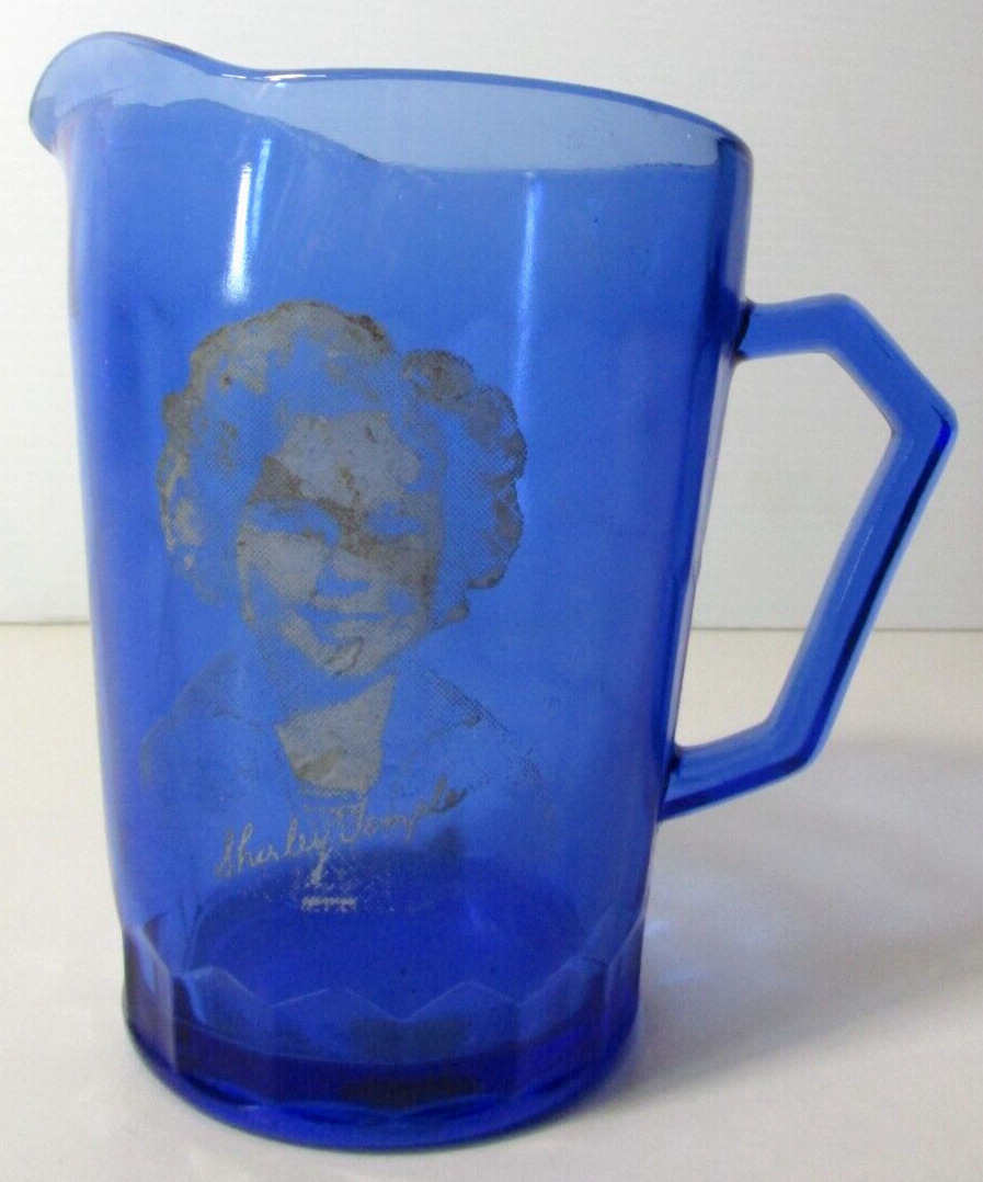 Shirley Temple Pitcher blue glass