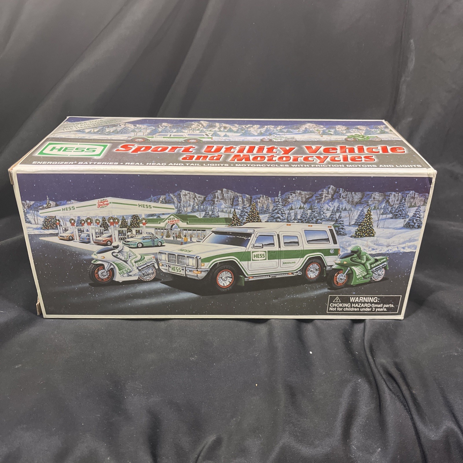 NEW 2004 HESS SPORT UTILITY VEHICLE SUV w/ 2 FRICTION MOTORCYCLES