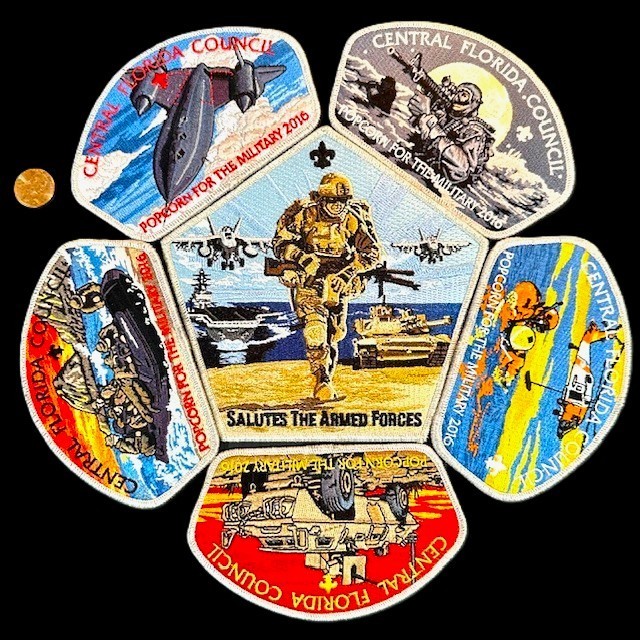 BOY SCOUT BSA CENTRAL FLORIDA 2016 CSP 6-PATCH AIR FORCE MARINES NAVY SEALS