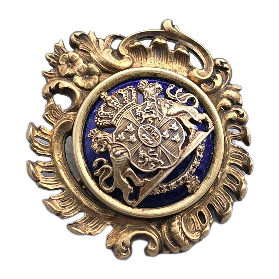 Antique Silver Sporrong Gustaf V Royal Presentation Brooch Royal Arms of Sweden