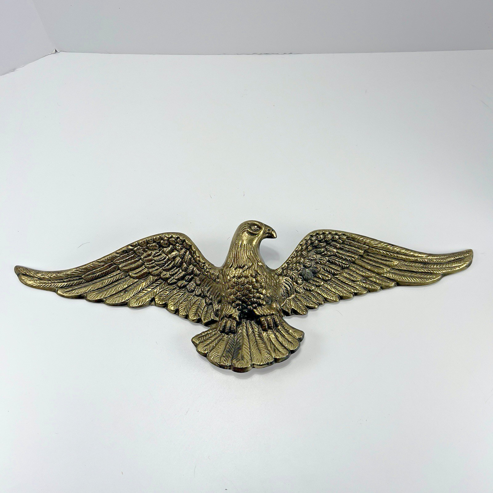Brass American Eagle Hanging Wall Plaque Natural Vintage Patina
