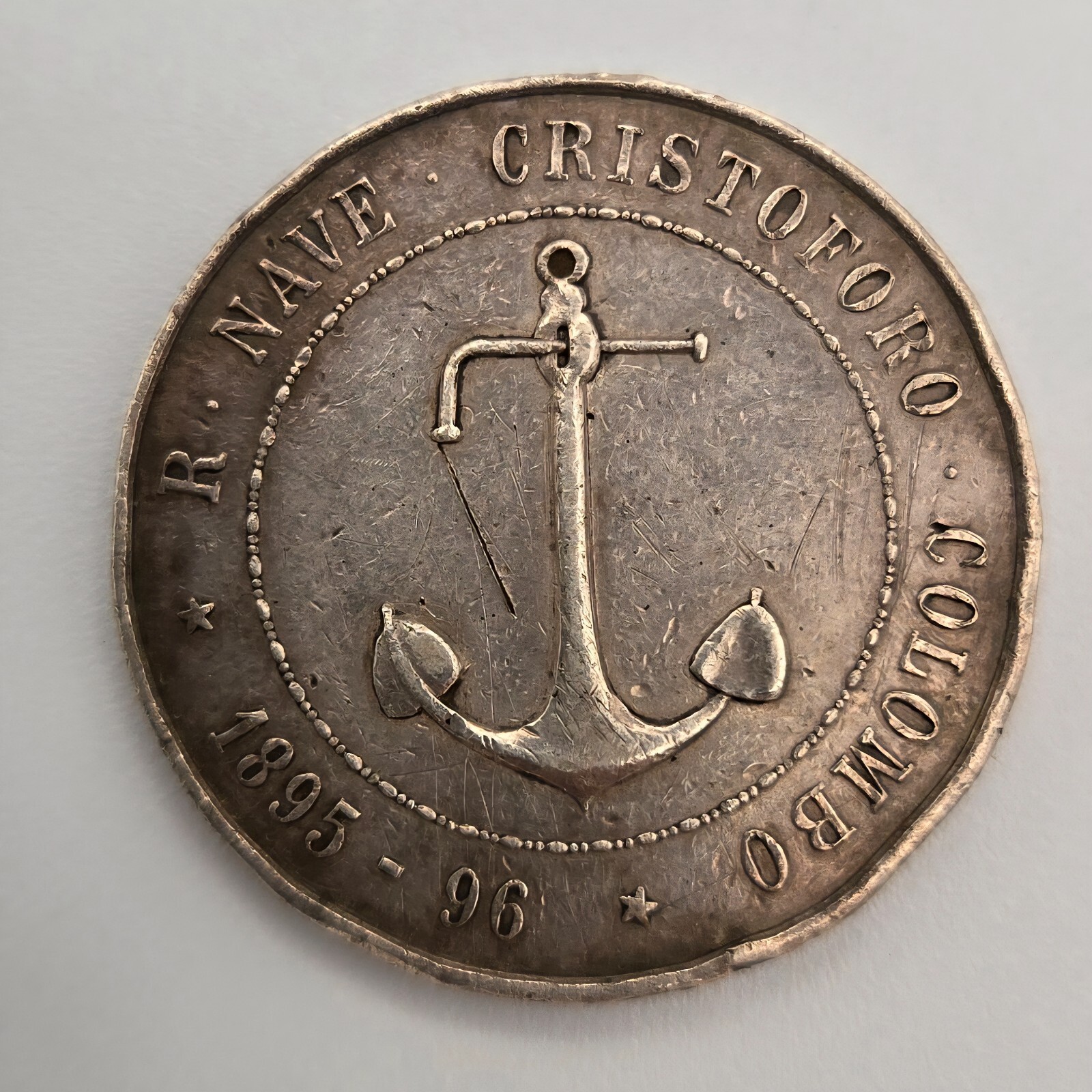 Original 1896 military Italian Royal Navy Medal Cristoforo Colombo Anchor Eagle
