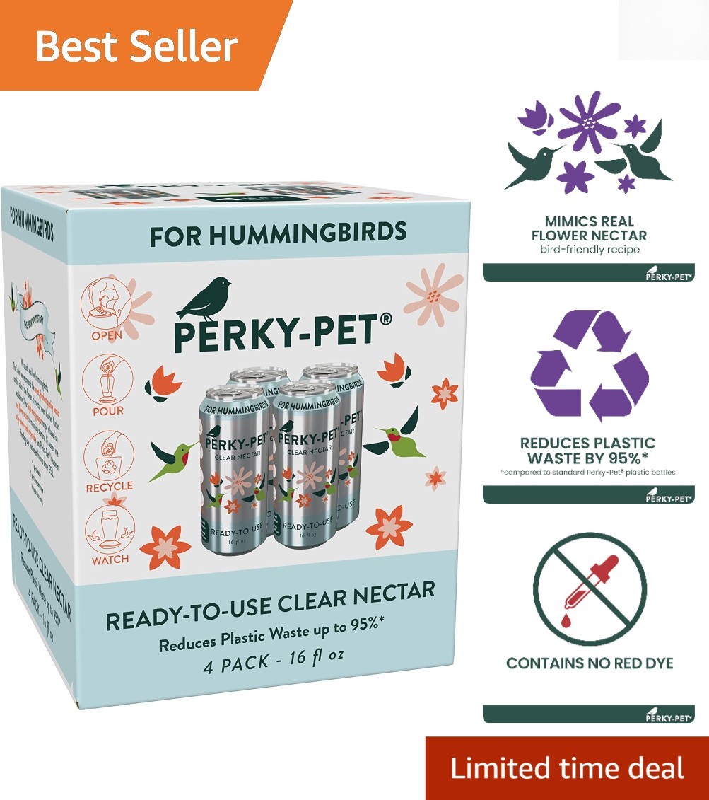 Bird-Friendly Hummingbird Nectar, 64 oz in 4 Eco-Conscious Cans - Ready to Use