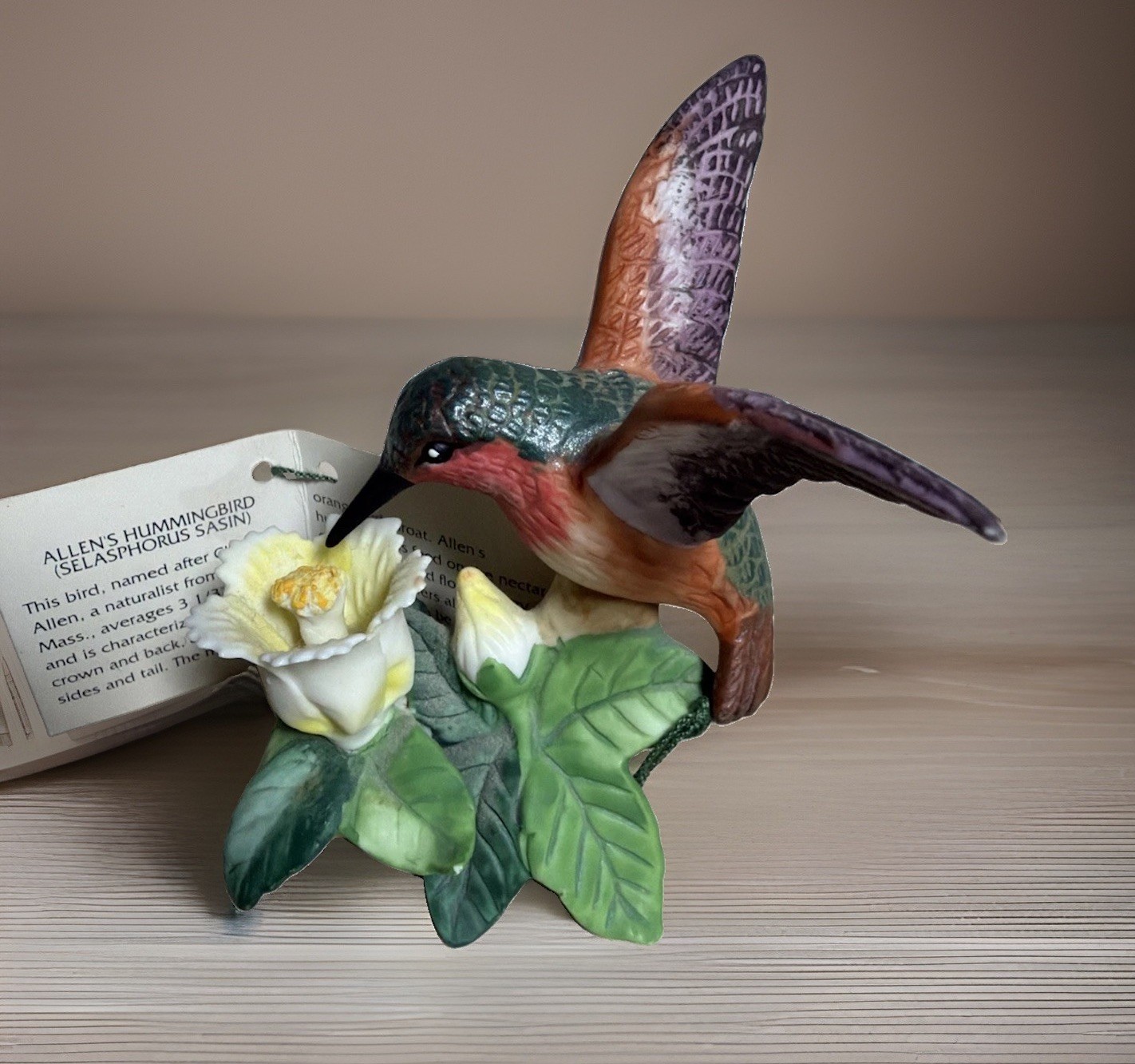 Russ Berrie Nature’s Song Allen’s Hummingbird Porcelain Figurine #15429 With Tag