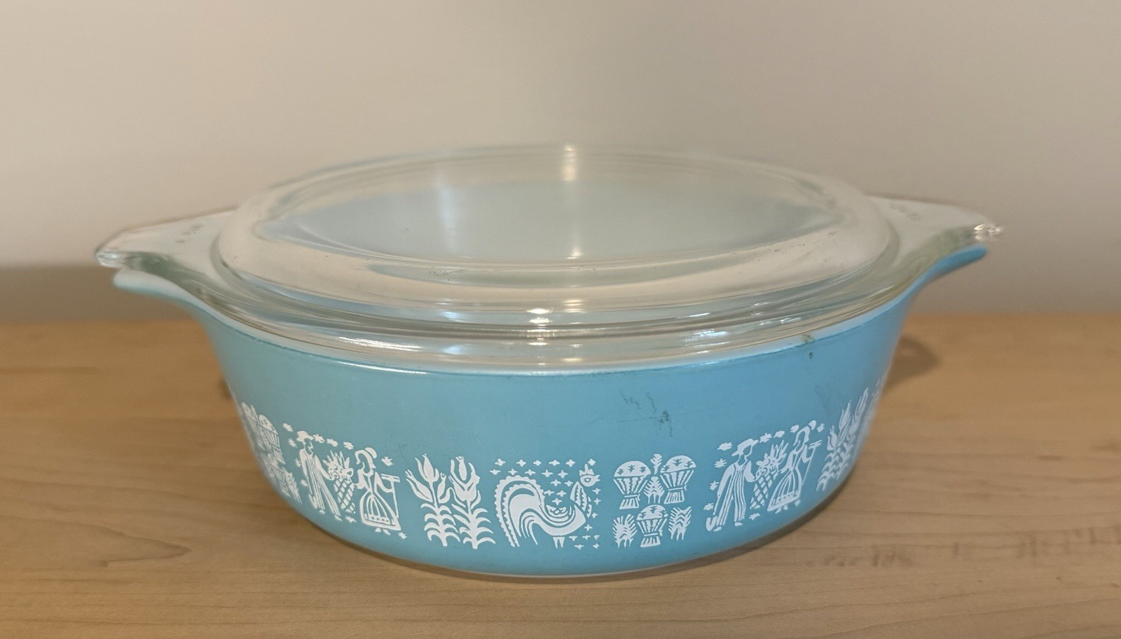 Vintage Pyrex Amish Butterprint Turquoise 471  1 PT Casserole W/470-C Lid EUC