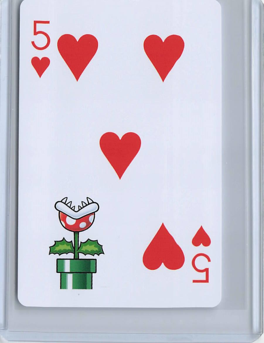 Super Mario Piranha Plant 5 of Hearts Playing Card Nintendo Game Card