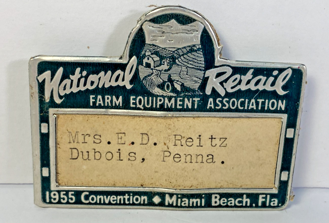 Vtg. 1955 National Retail Farm Equipment Association Convention Name Tag Miami Vtg. 1955 National Retail Farm Equipment Association Convention Name Tag Miami
