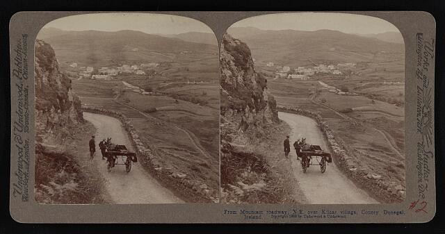 Kilcar County Donegal Ireland 1903 Mountain Roadway Over Village Stereo View