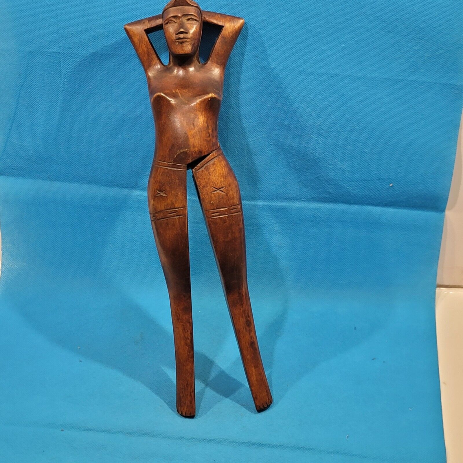 Vintage Nut Cracker Wood Carving Woman Figure Handmade