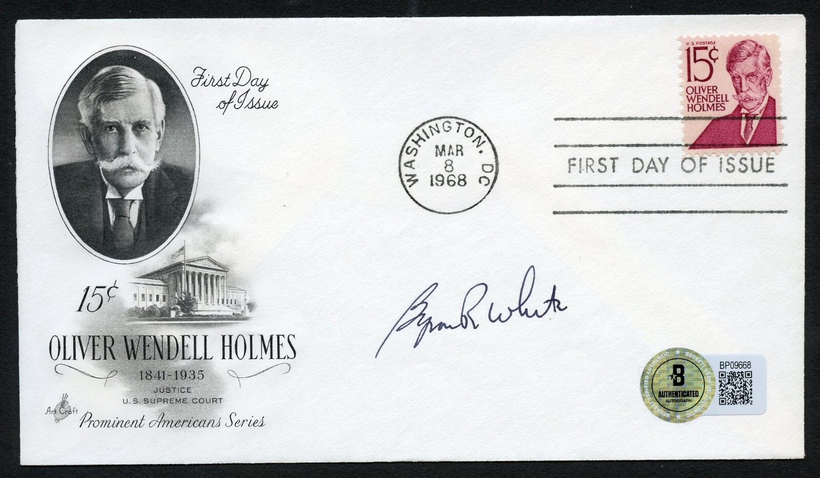 Byron White d2002 signed autograph FDC Supreme Court Justice BAS Stickered Byron White d2002 signed autograph FDC Supreme Court Justice BAS Stickered