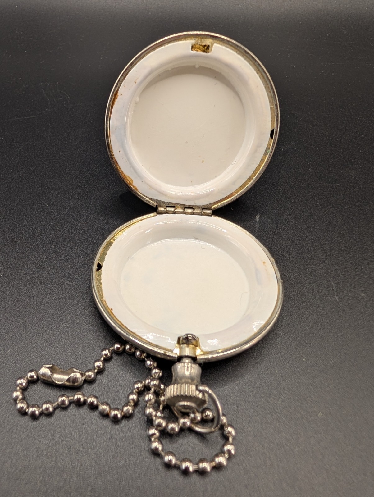 Vintage Silver Tone Pocket Watch Style Pill Box Floral Trinket Box 45mm Vintage Silver Tone Pocket Watch Style Pill Box Floral Trinket Box 45mm