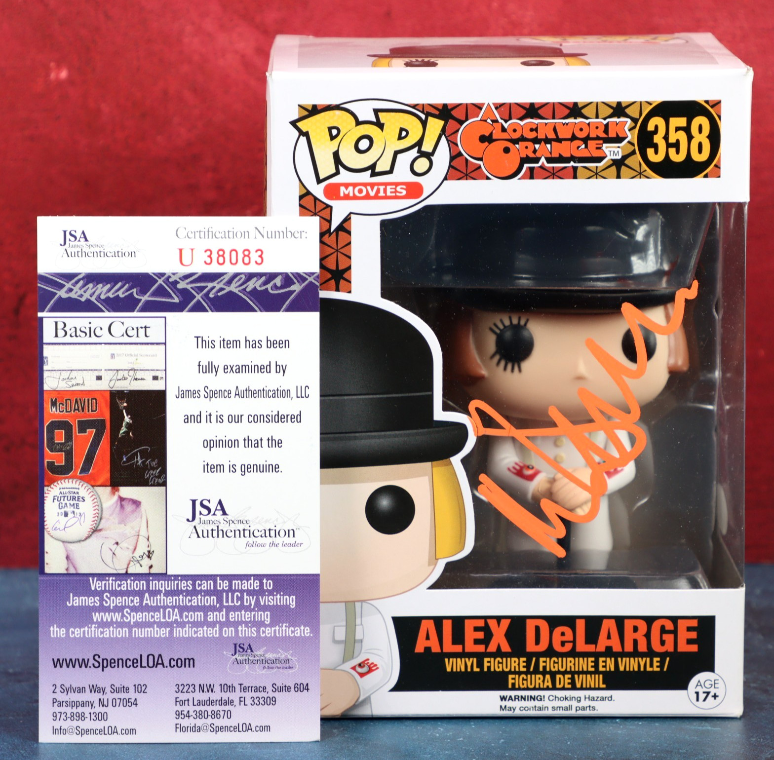Funko Pop A Clockwork Orange 358 Malcolm McDowell Signed JSA COA 2016 Protector