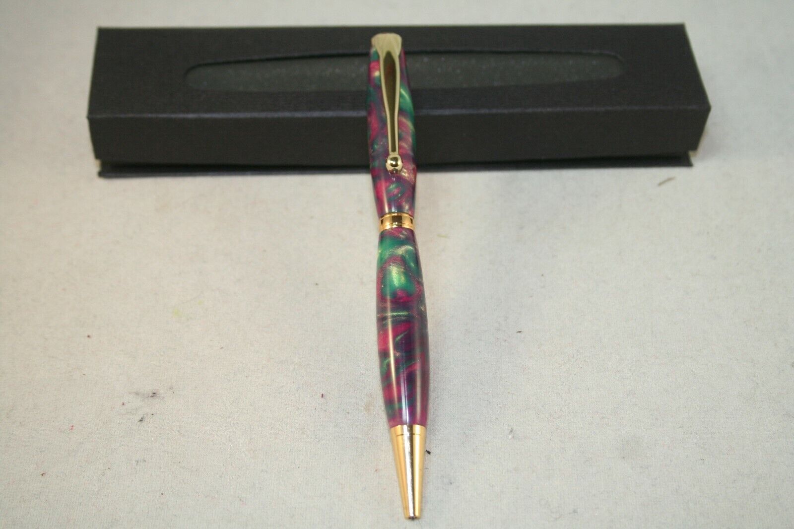 Handmade Pomegranate Martini (Red & Green) Pen with Gold Parts and Gift Box