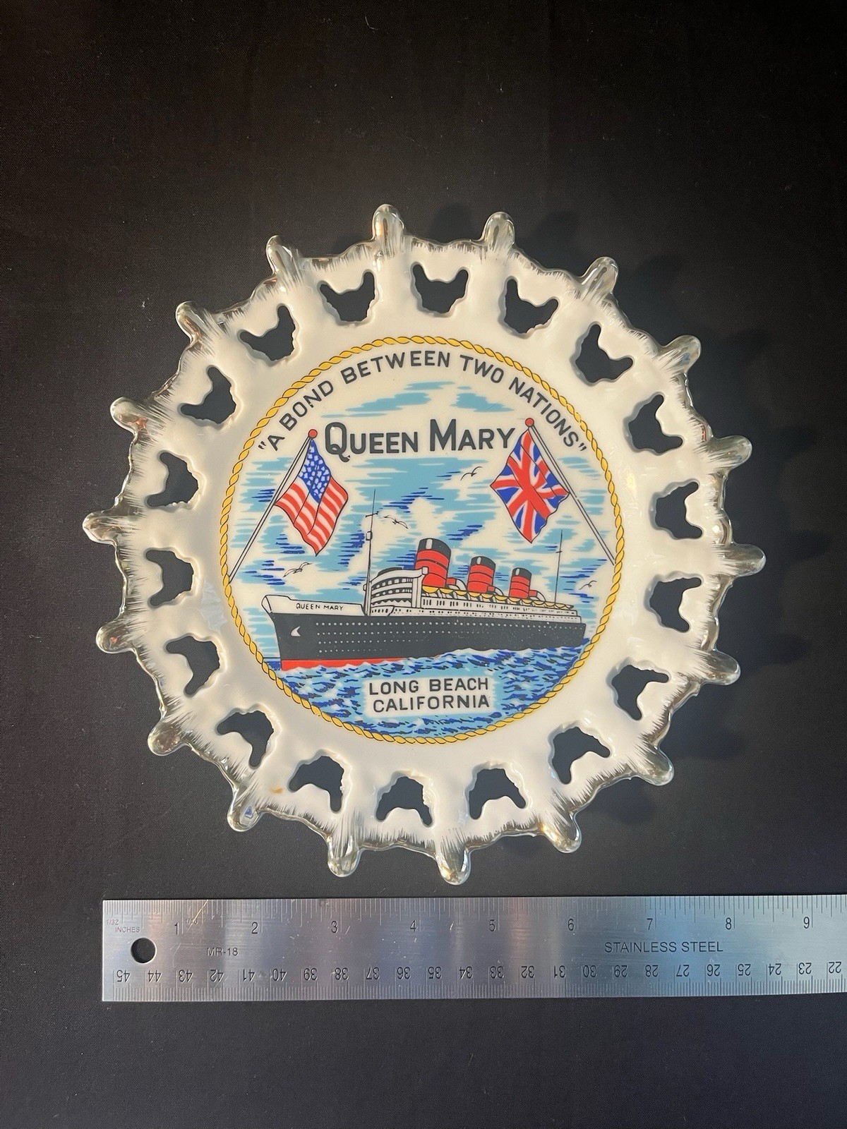 Queen Mary “A Bond Between Two Nations” Memorabilia Plate, Long Beach, CA