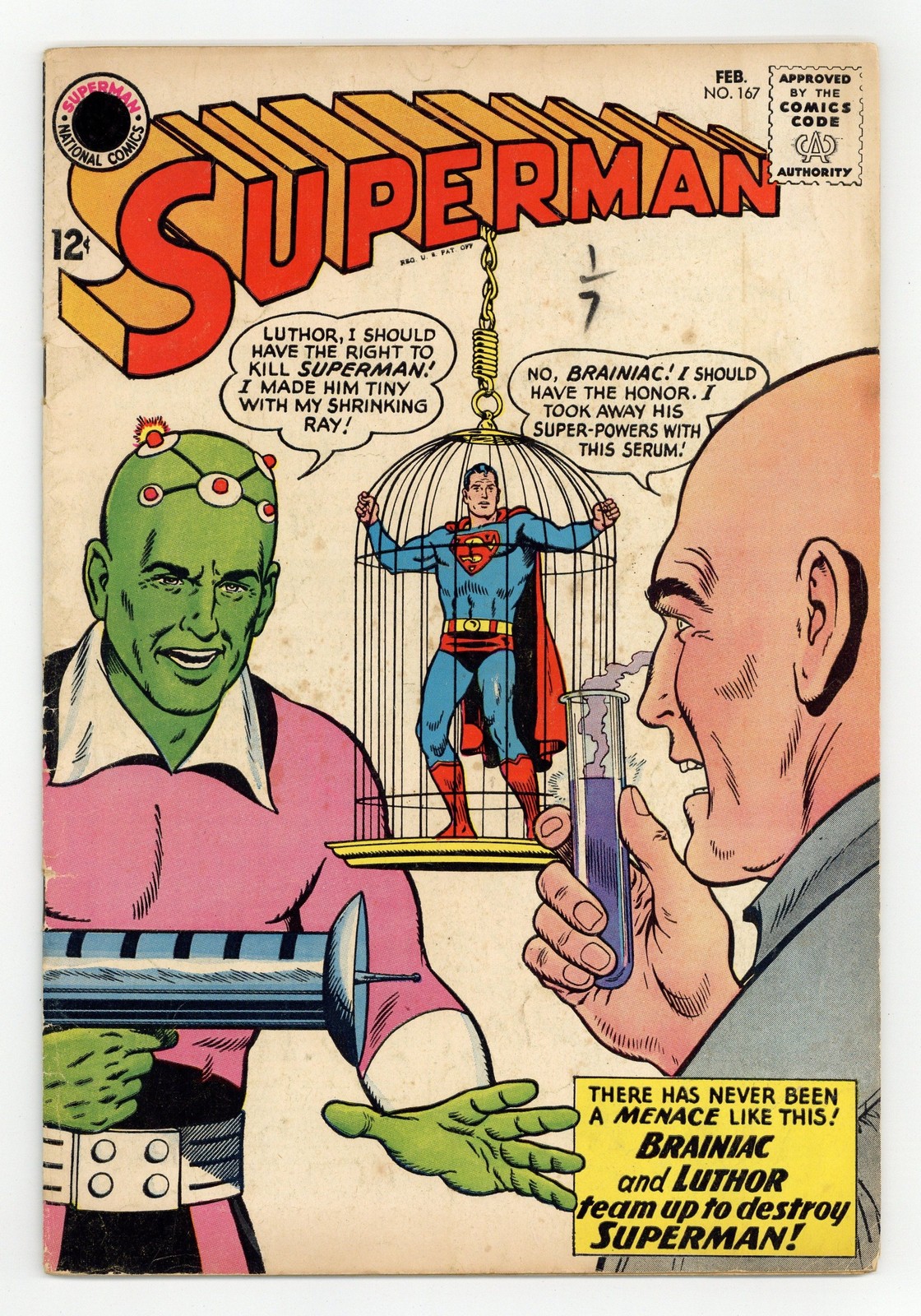 Superman #167 GD/VG 3.0 1964 New origin of Braniac
