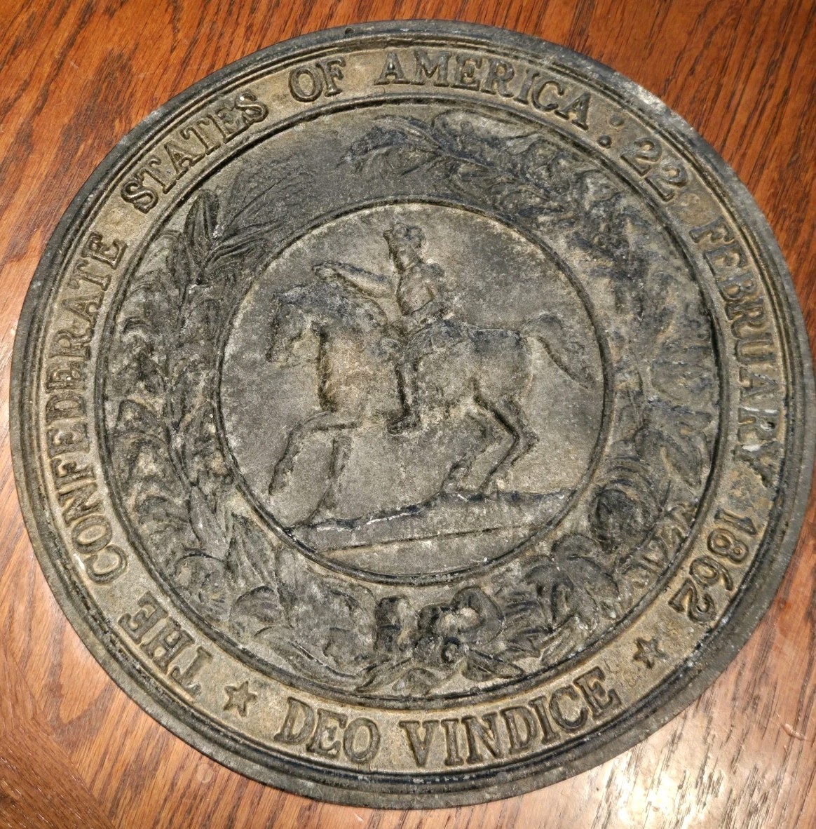 Vintage Civil War Confederate States of America Raised Metal Wall Plaque 12.5\