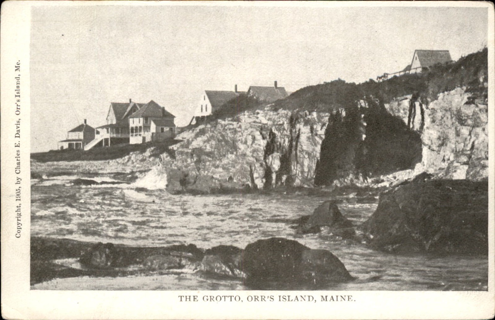 Orr\'s Island Maine ME The Grotto Charles E. Davis c1905 Vintage Postcard