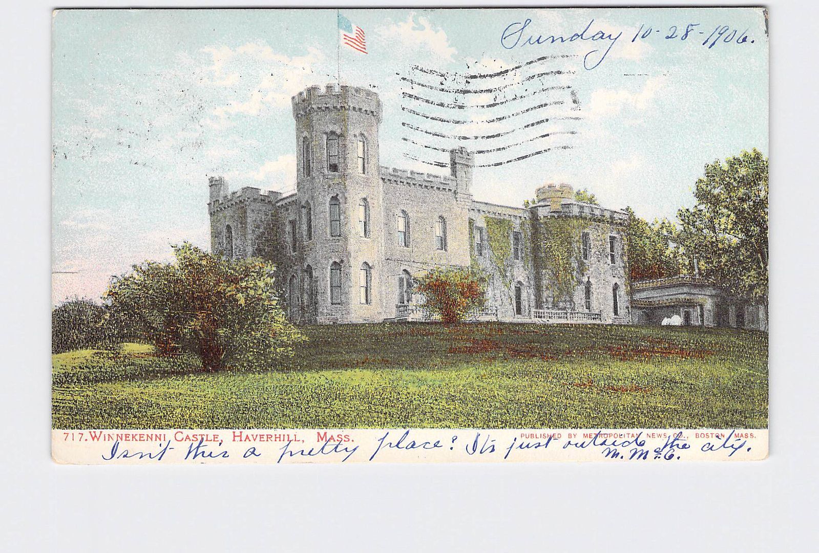 PPC Postcard MA Massachusetts Haverhill Winnikenni Castle Exterior Undivided Bac