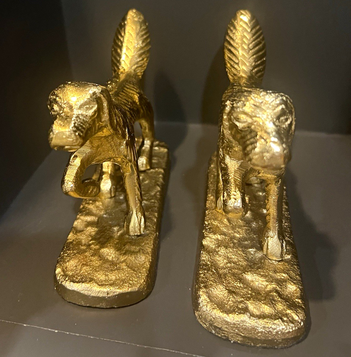 Vintage Solid Brass Pointer Dog Bookends Set Weighted Base Hunting Statue Vintage Solid Brass Pointer Dog Bookends Set Weighted Base Hunting Statue