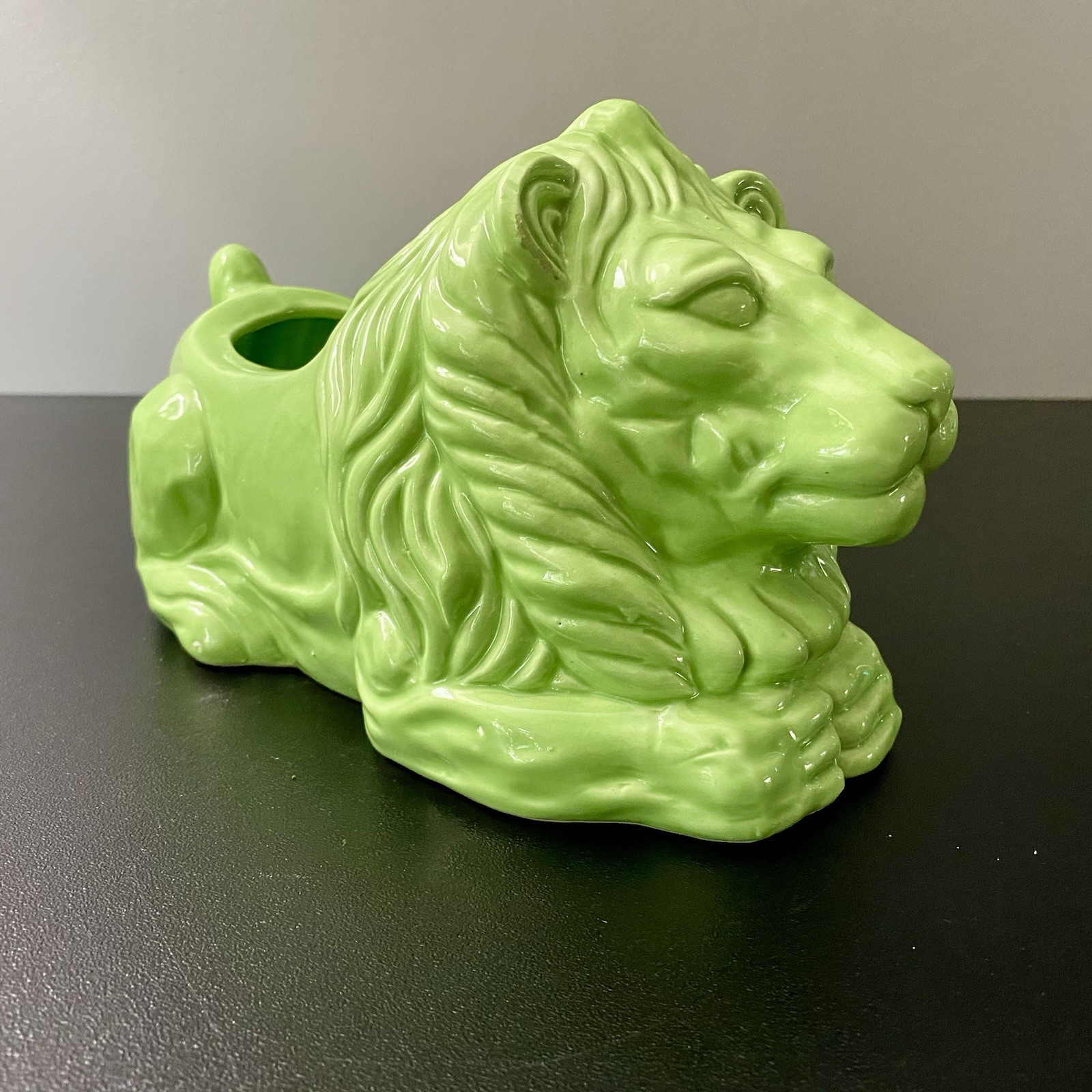 Vintage Green Ceramic Lion Planter Avocado Hollywood Regency MCM Decor Vintage Green Ceramic Lion Planter Avocado Hollywood Regency MCM Decor