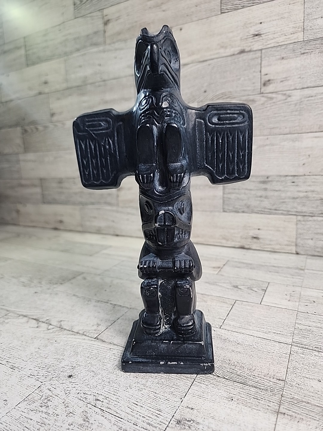 Vintage ABBOTT Canada Hand Carved Stone Totem Pole 9\ Vintage ABBOTT Canada Hand Carved Stone Totem Pole 9\
