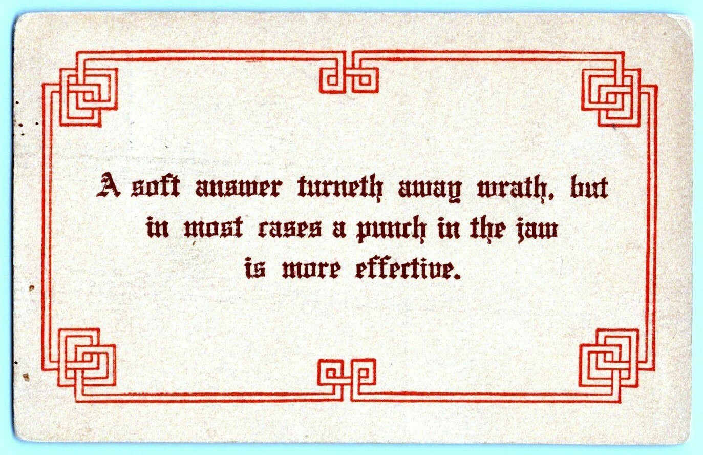 Art Antique Comic Motto Postcard \