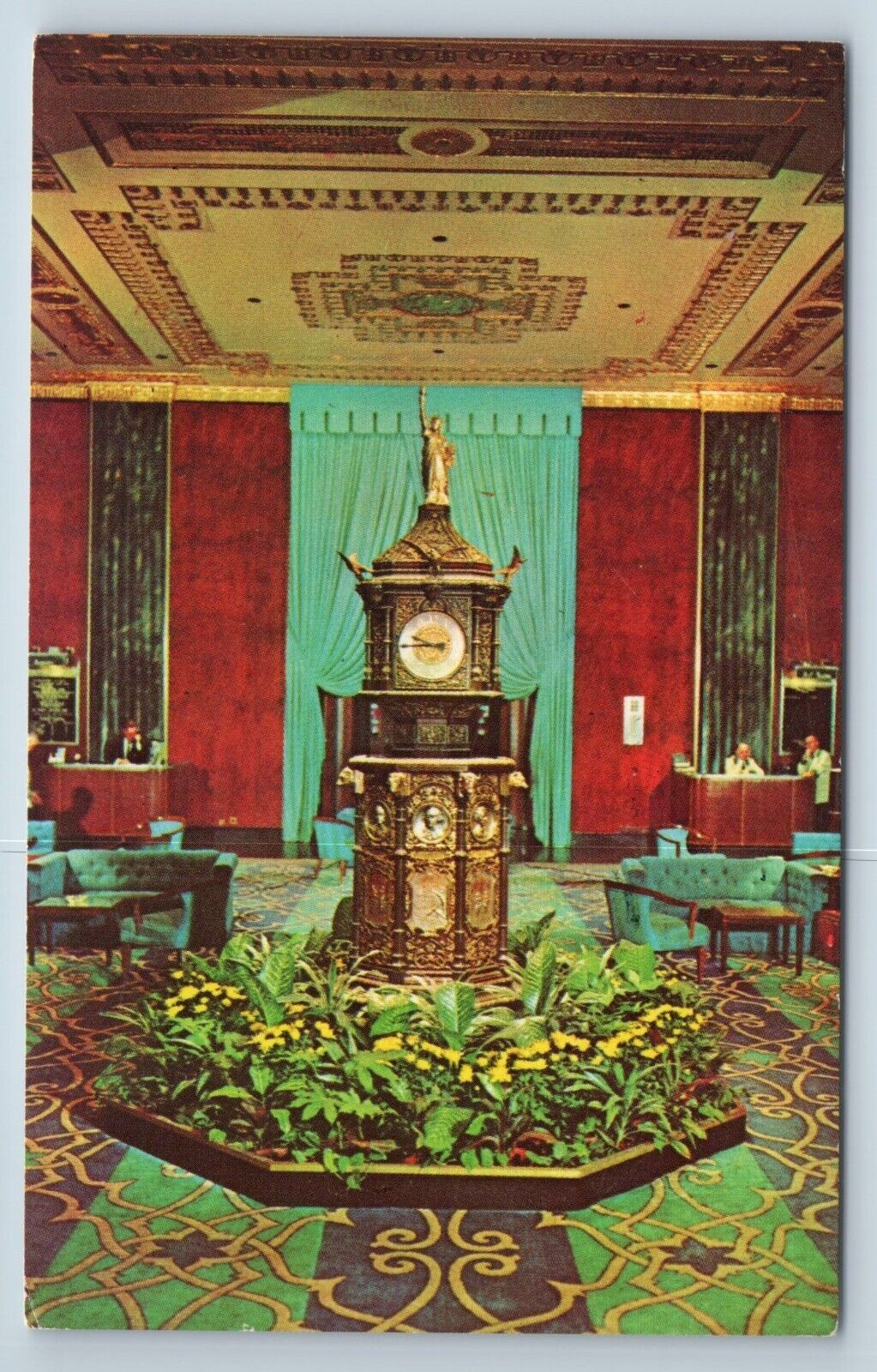 Postcard The Waldorf Astoria Hotel New York City Lobby Waldorf Clock