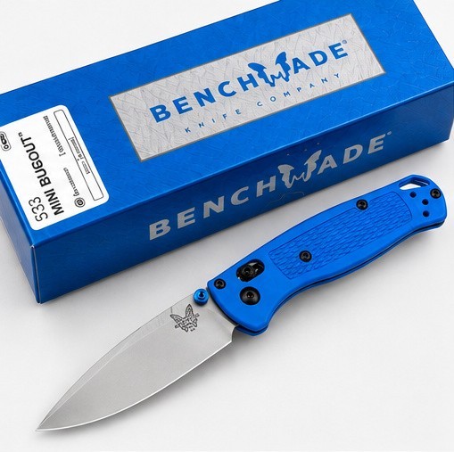 Benchmade 533 Mini Bugout Blue AXIS Lock Drop Point Plain Manual Pocketknife