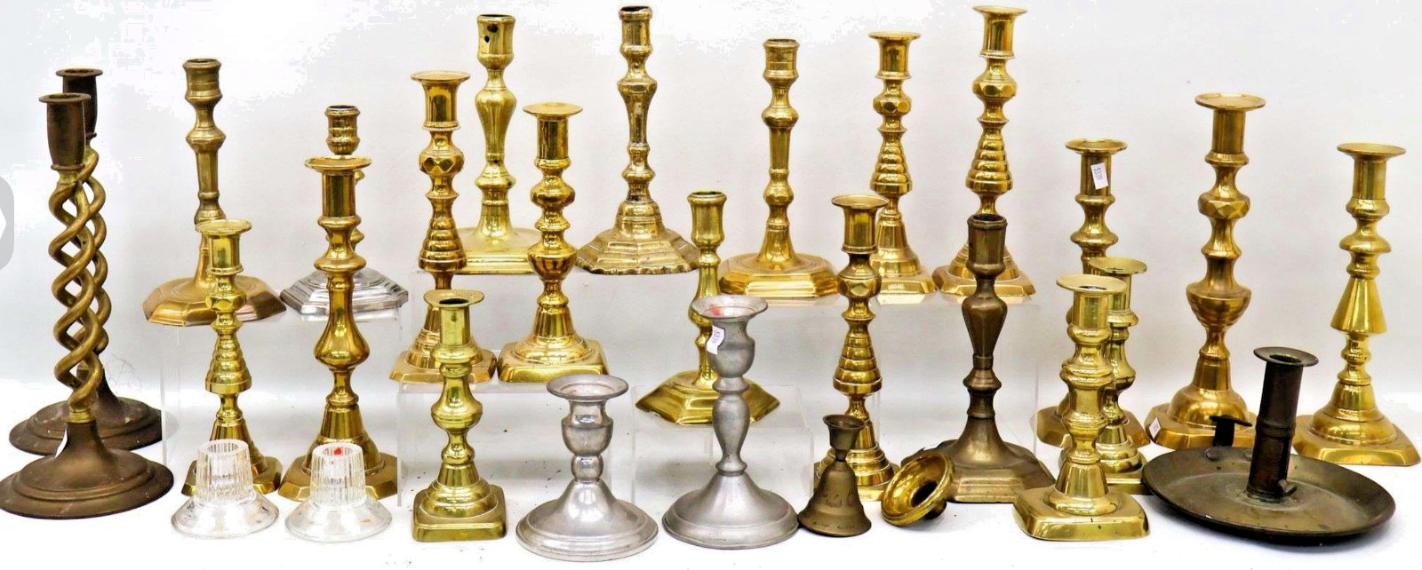 Huge Vintage Antique Brass & Pewter Candlestick Collection - 26-Piece Mixed Lot Huge Vintage Antique Brass & Pewter Candlestick Collection - 26-Piece Mixed Lot