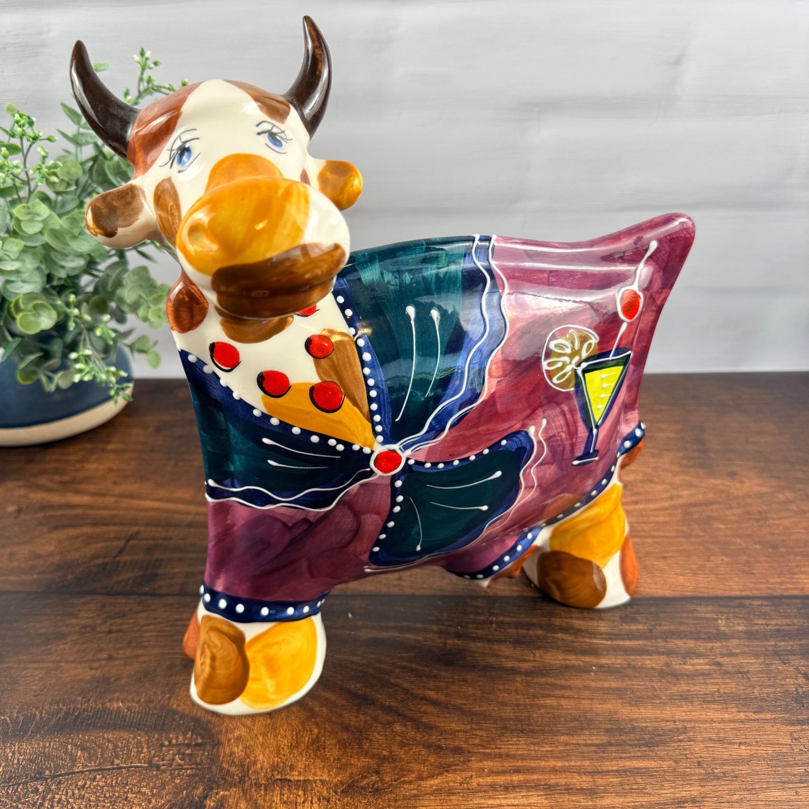 Turov Art Ceramics Limited Edition Hand Painted Cow Figurine Signed 11\