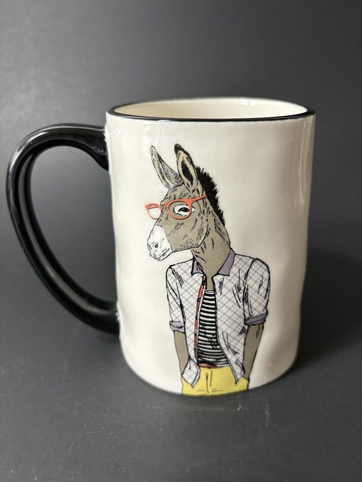 Hipster Stylist Animal City Hipster Horse Donkey 17.5 oz Mug White Black Handle