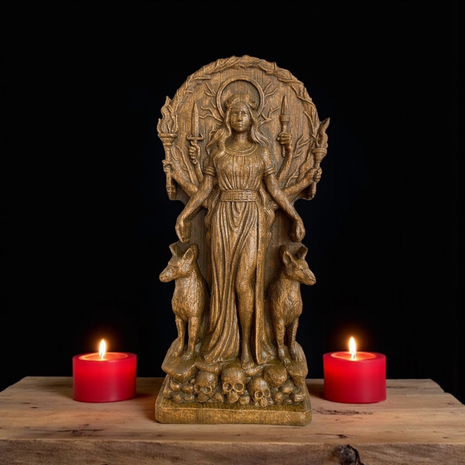 Hecate Statue Greek Goddess Hexe for Pagan Home Altar Folklore Statue for Pagan