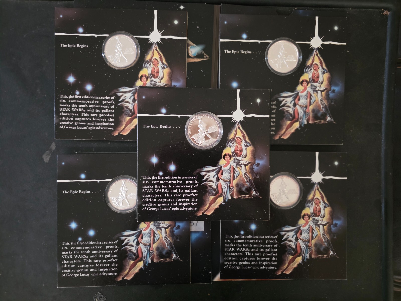 Set 5 Coins 1987 RITIES STAR WARS 10th Anniversary .999 1 Ounce Silver Coin