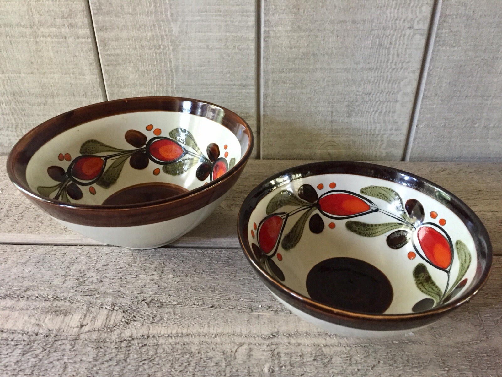 Schramberg Bernau Nesting Bowls German Pottery Folk Art Set/2 Schramberg Bernau Nesting Bowls German Pottery Folk Art Set/2