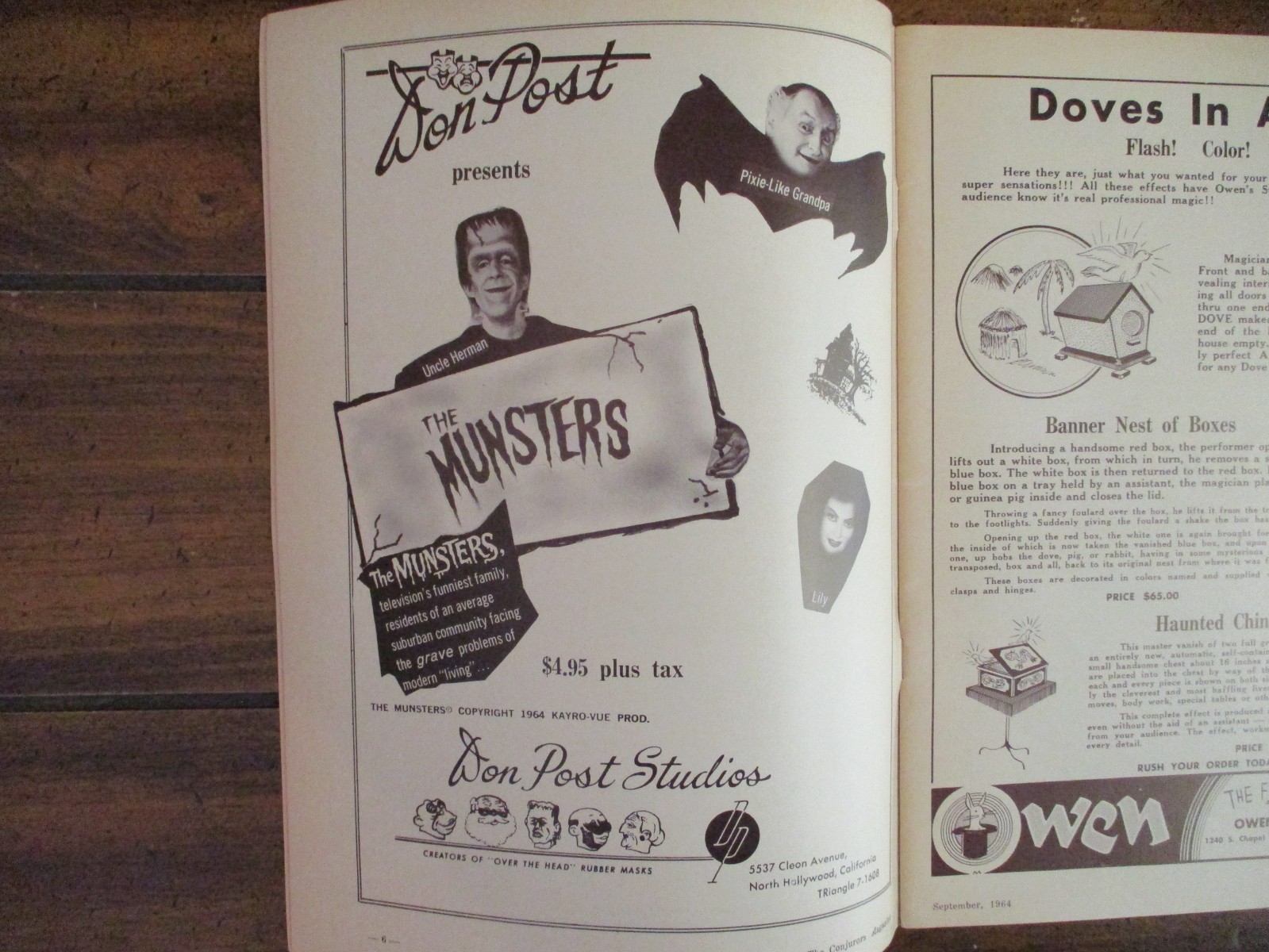 1964 Genii The Conjurors Mag(THE MUNSTERS/HERMAN MUNSTER/TONY ANVERDI/BILL MASON